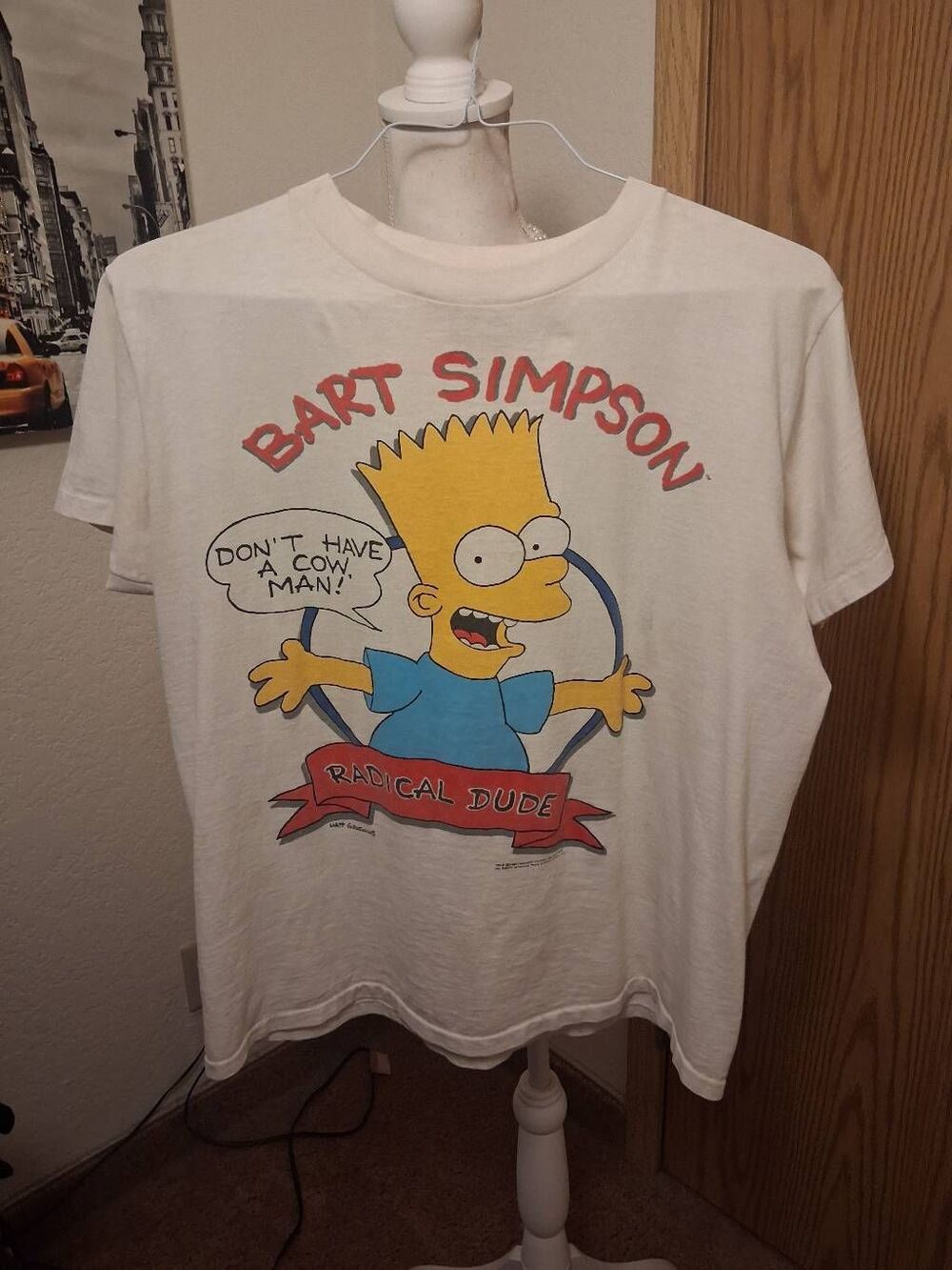 Bart Simpson Vintage 1989 T-Shirt Don't Have A Cow Radical Dude Large USA Read